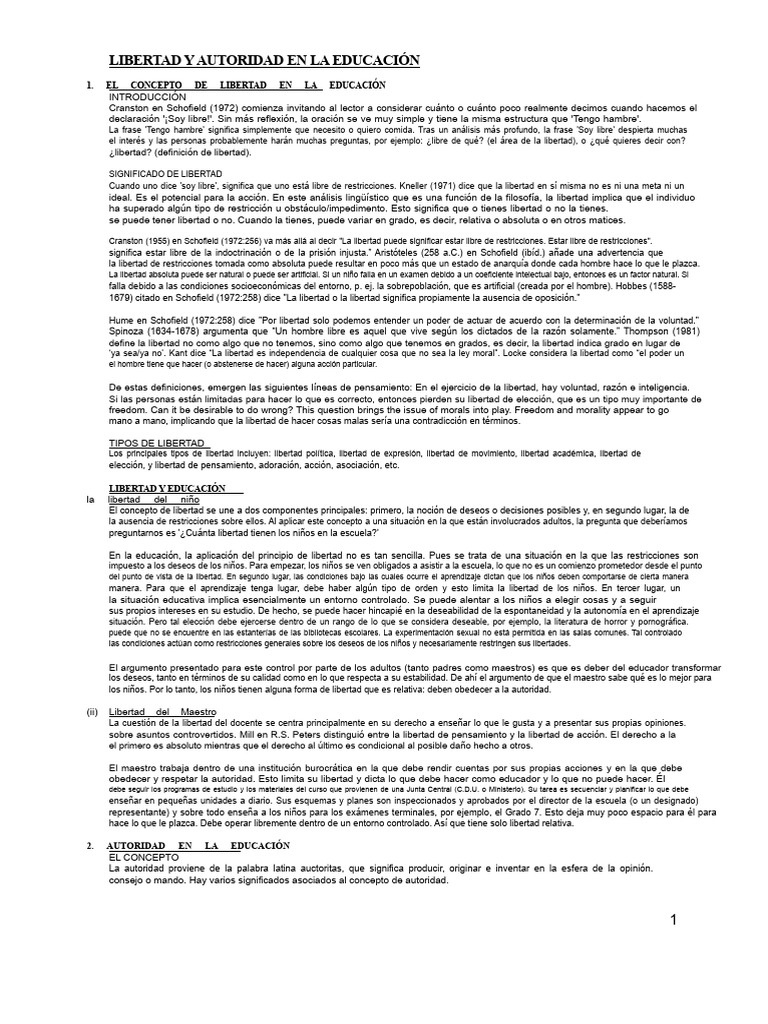 Libertad y Autoridad en La Educación | PDF | Libertad | Liderazgo