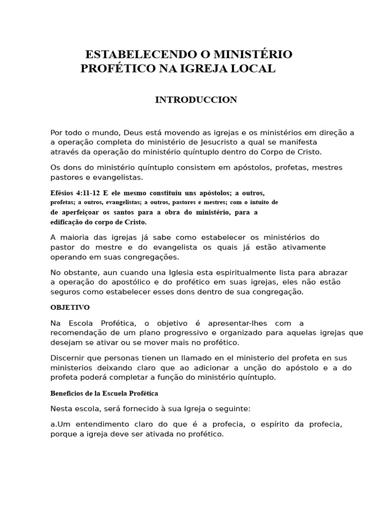 Estabelecendo o Ministério Profético | PDF | Presente espiritual | Profeta
