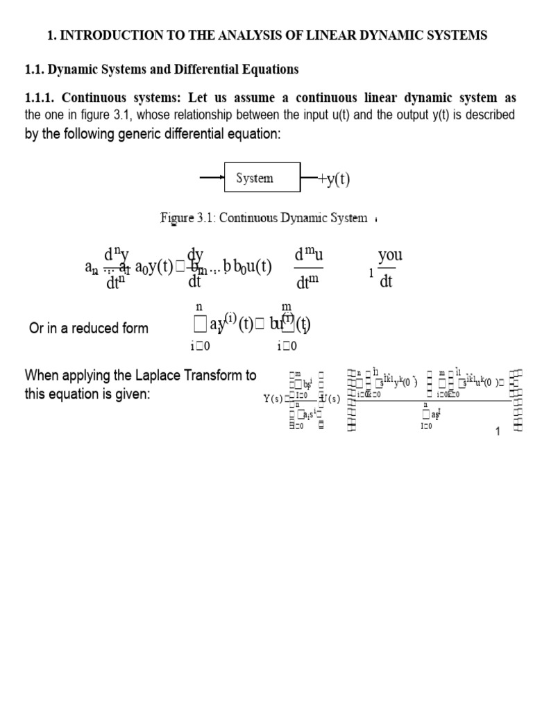Linear Dynamic Systems Analysis | PDF | Laplace Transform | System