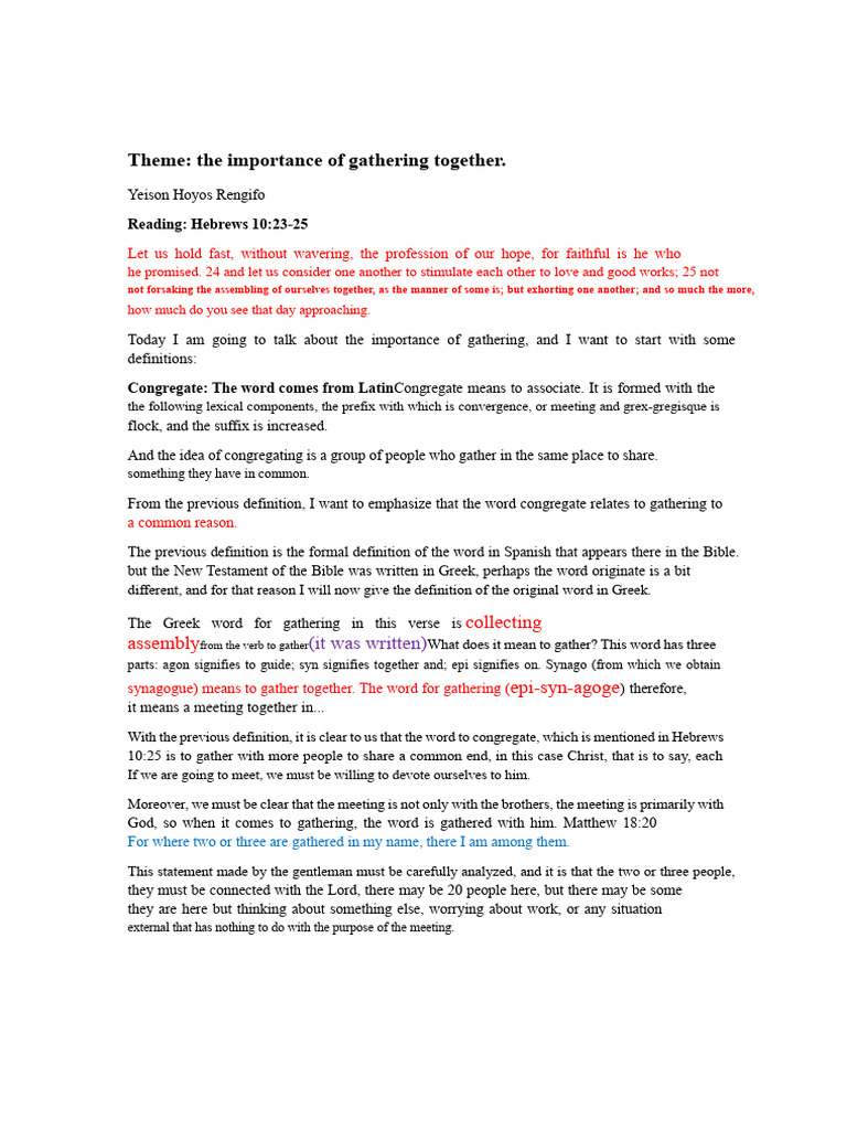4-The importance of congregating | PDF | Sin | Bible