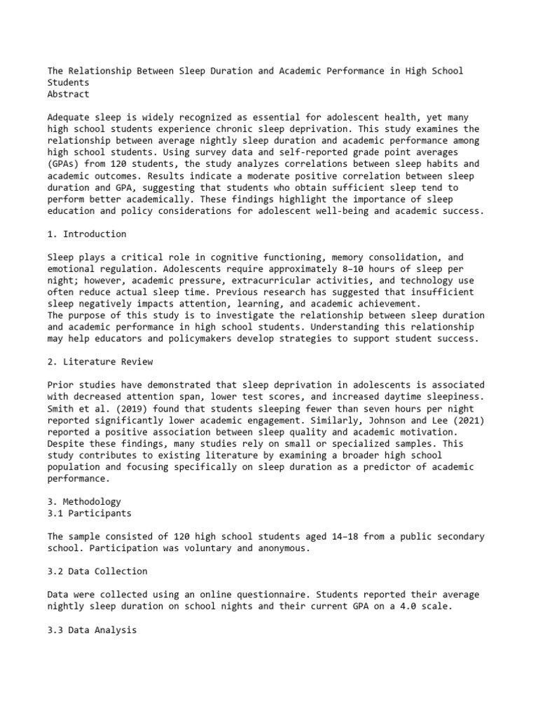 The Relationship Between Sleep Duration and Academic Performance in ...