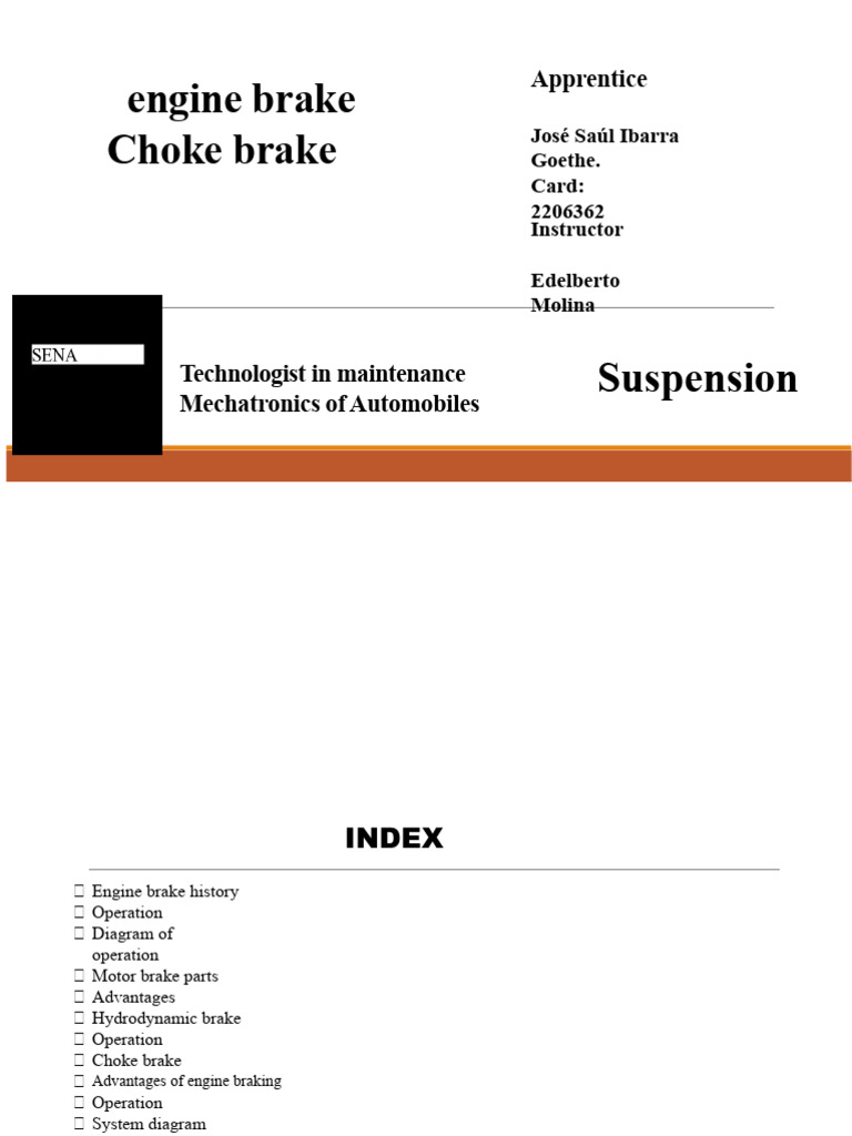 Engine and Choke Brake Overview | PDF | Brake | Valve