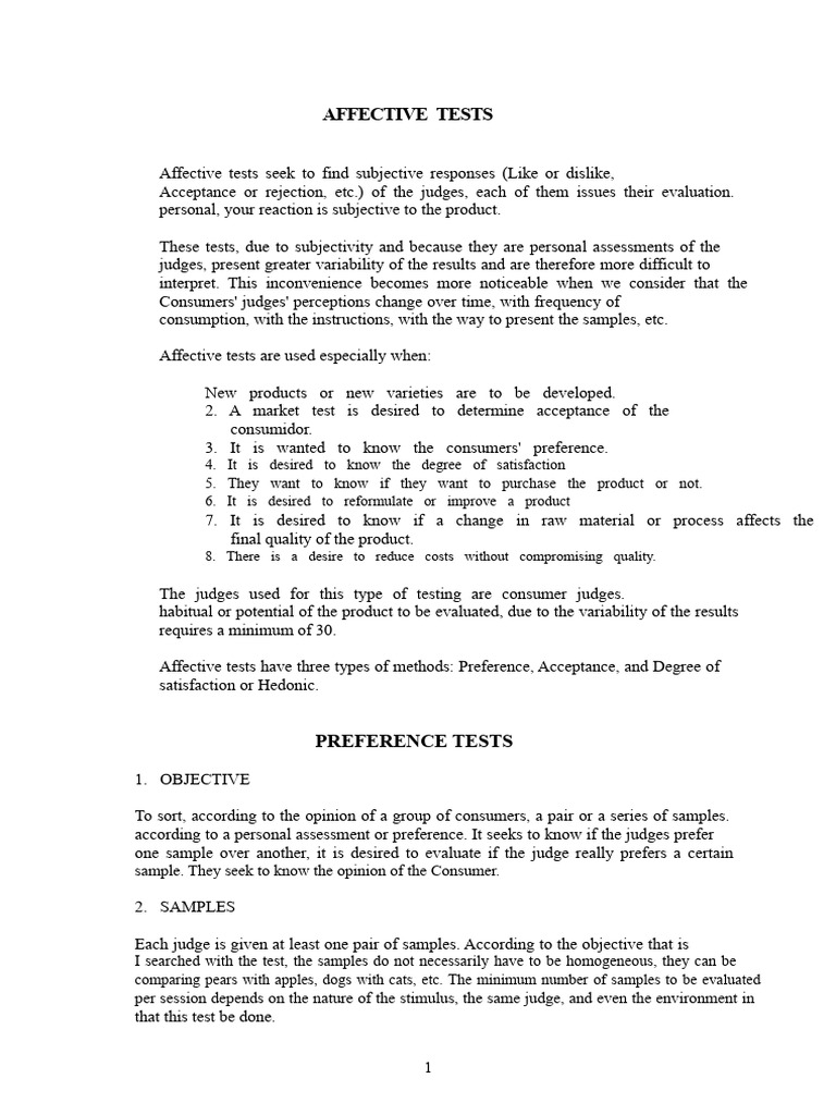 Affective tests | PDF | Affect (Psychology) | Sampling (Statistics)