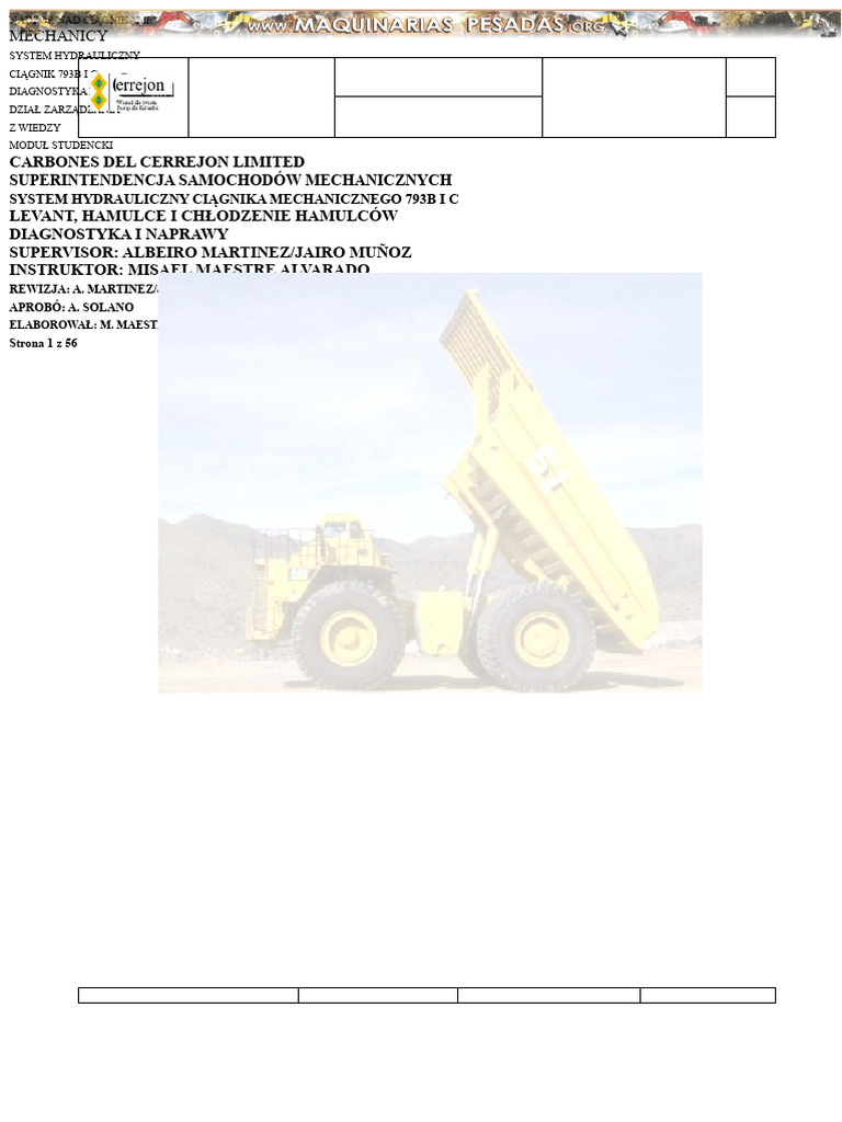 Podręcznik Systemu Hydraulicznego Ciężarówki 793b 793c Caterpillar | PDF