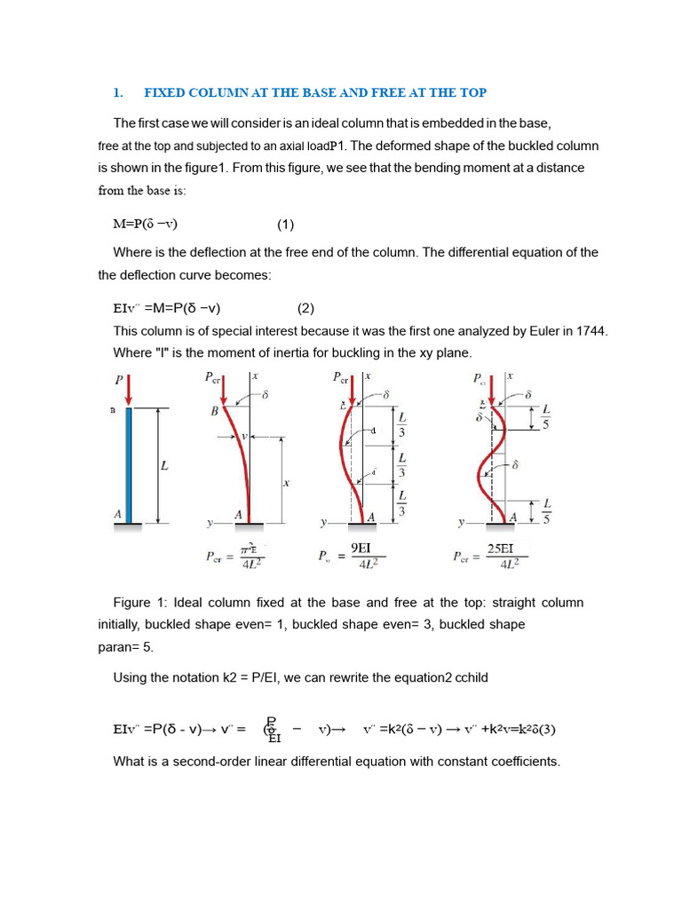 Buckling Analysis of Fixed-Free Columns | PDF | Column | Buckling