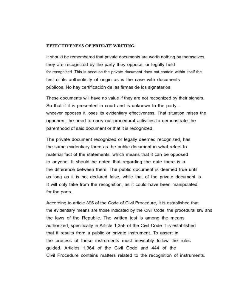 Private Document Recognition Explained | PDF | Evidence (Law) | Justice