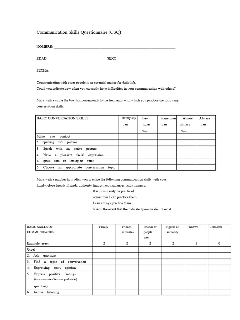 Communication Skills Assessment Tool | PDF | Conversation | Communication