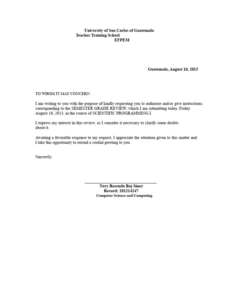 Letter of Request for Review | PDF