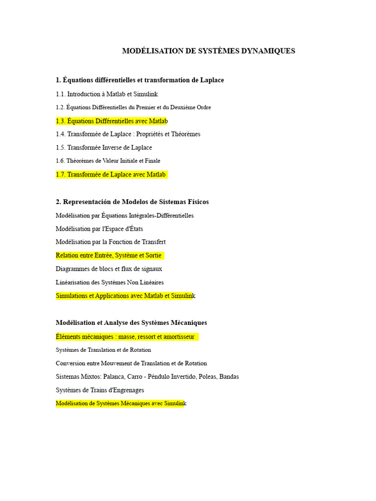 Modélisation de Systèmes Dynamiques avec Matlab | PDF | Électronique ...