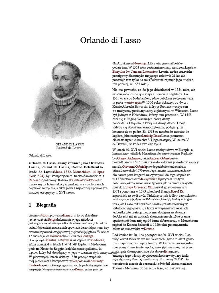 Orlando Di Lasso | PDF