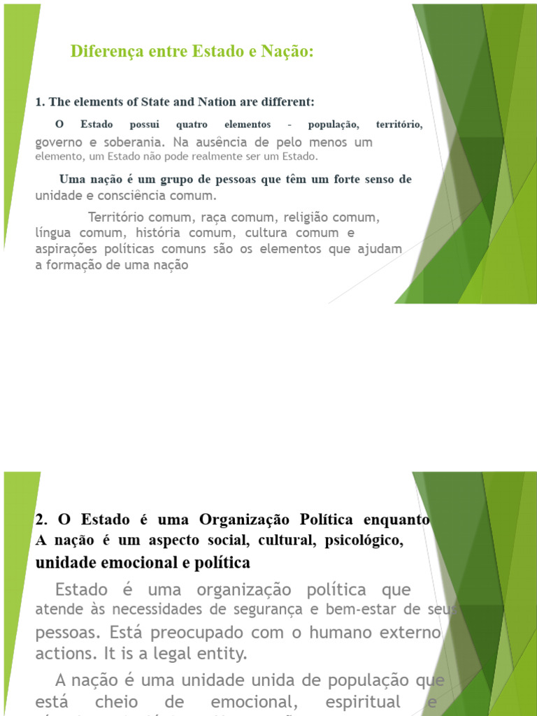 Diferença entre Estado e Nação Explicada | PDF | Nação | Estado