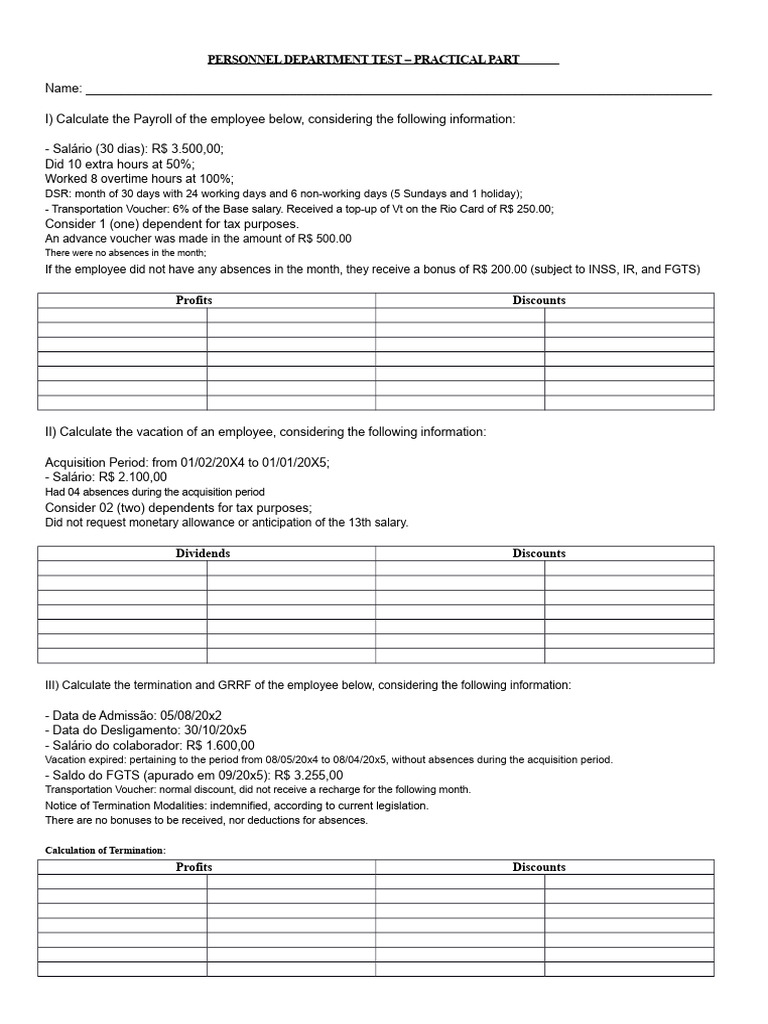 Payroll and Termination Calculations Guide | PDF | Payroll | Employee ...