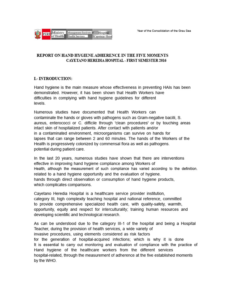 Hand Hygiene Adherence Report I Semester 2016 PDF | PDF | Hand Washing ...