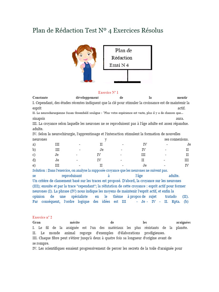 Plan de Rédaction : Exercices Résolus | PDF | Psychanalyse | Aristote