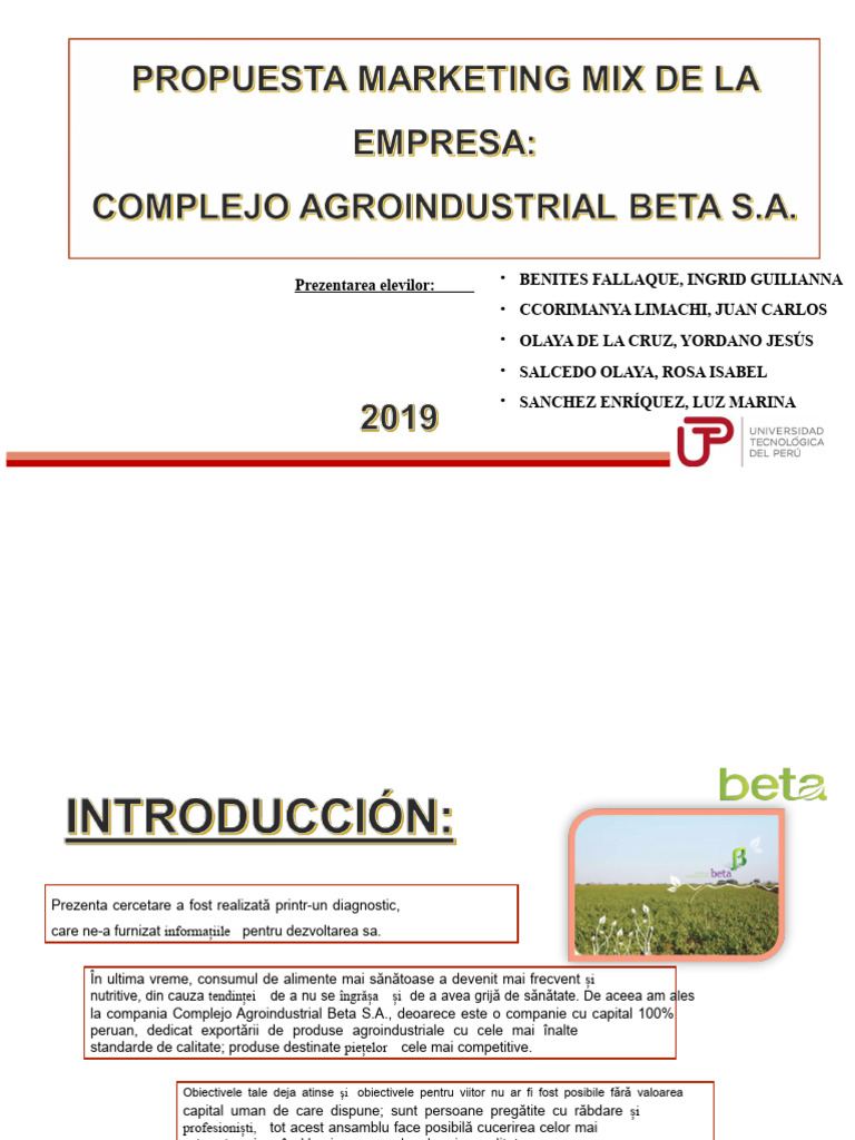 Expoziția Finală Agroindustria Beta SA | PDF