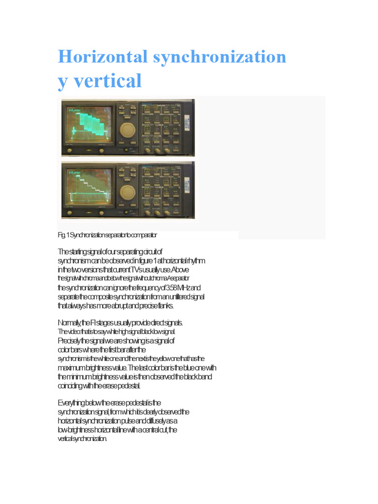 Horizontal and Vertical Synchronization in TVs | PDF | Electronic ...