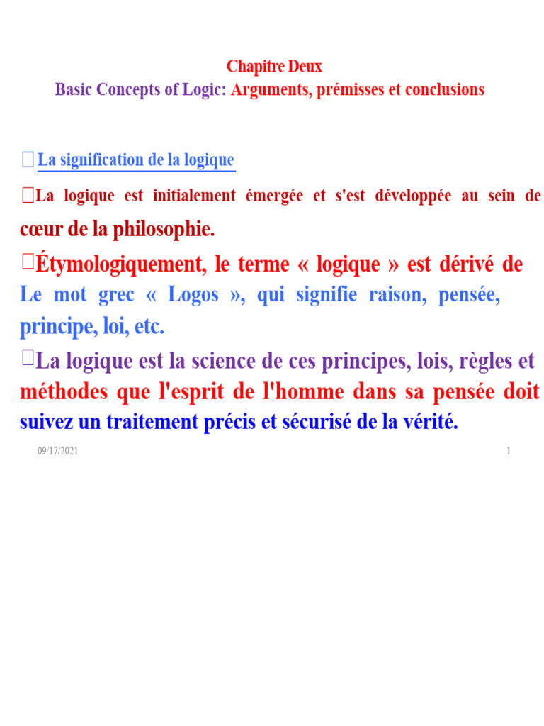Concepts de base en logique et arguments | PDF | Logique | Vérité