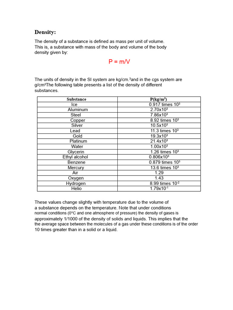 Density and Pressure Fundamentals | PDF | Pressure | Density