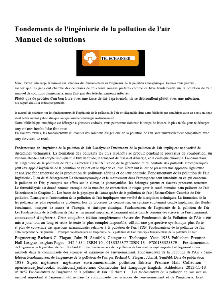 Manuel d'ingénierie de la pollution de l'air | PDF | la pollution ...