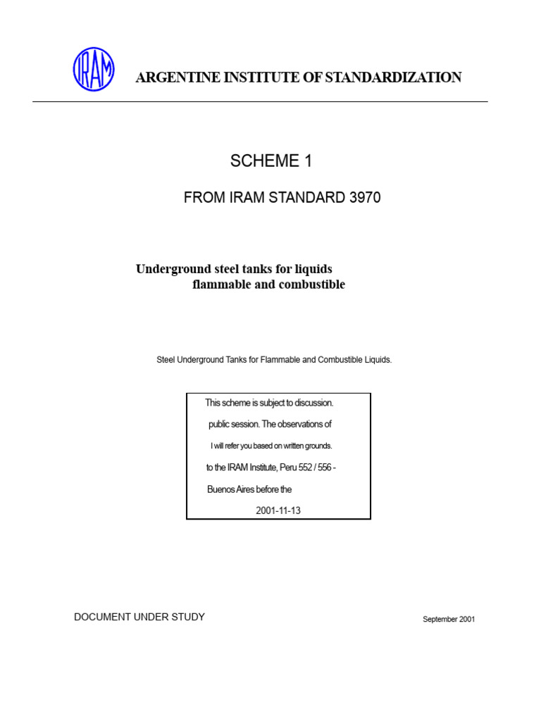 IRAM 3970:2001 Steel Tanks Standard | PDF | Pipe (Fluid Conveyance ...