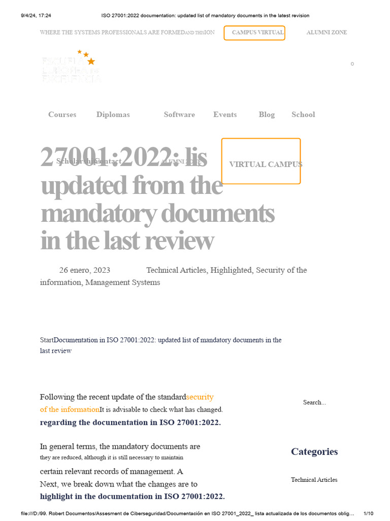 Updated list of mandatory documents | PDF | Information Security ...