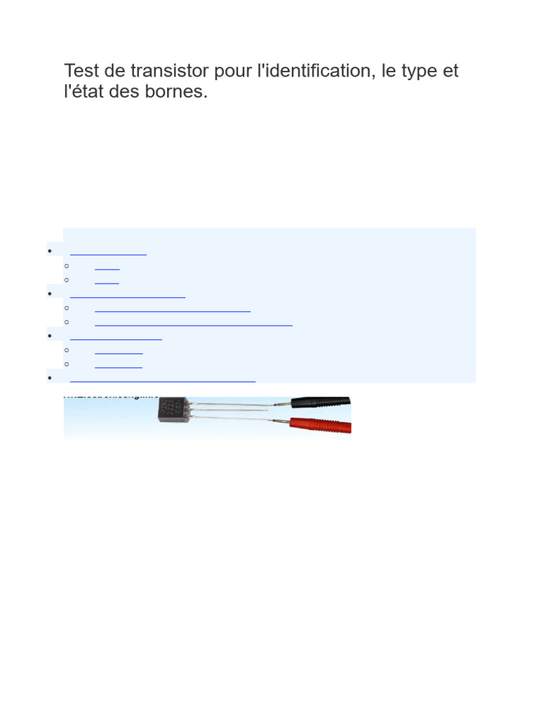 Test de Transistor Pour Debutants | PDF | Transistor bipolaire | Transistor