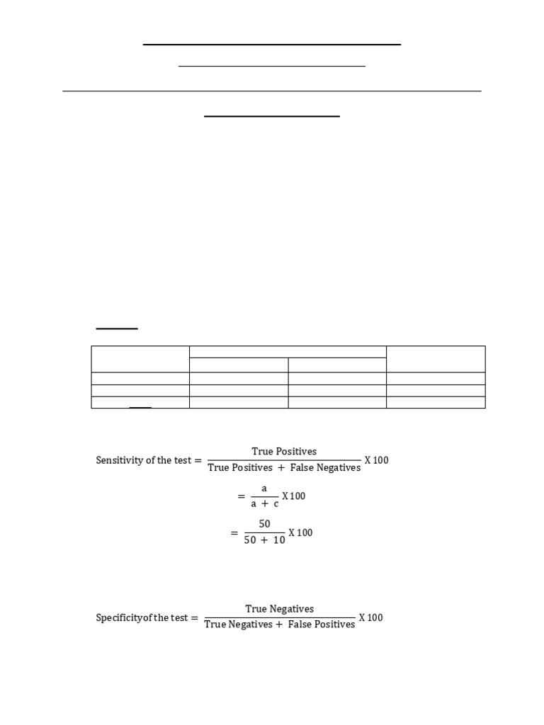 Screening Test Evaluation and Analysis | PDF | Sensitivity And ...