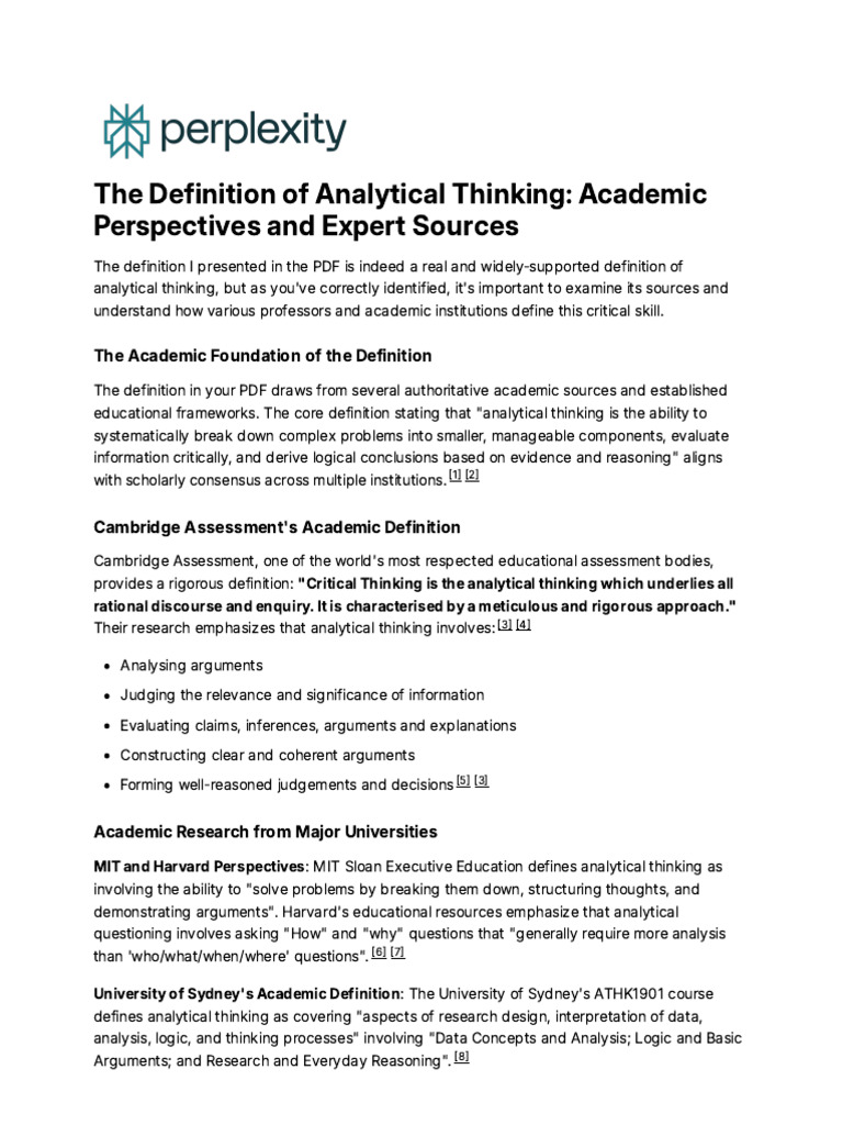The Definition of Analytical Thinking - Academic Pe | PDF | Thought ...