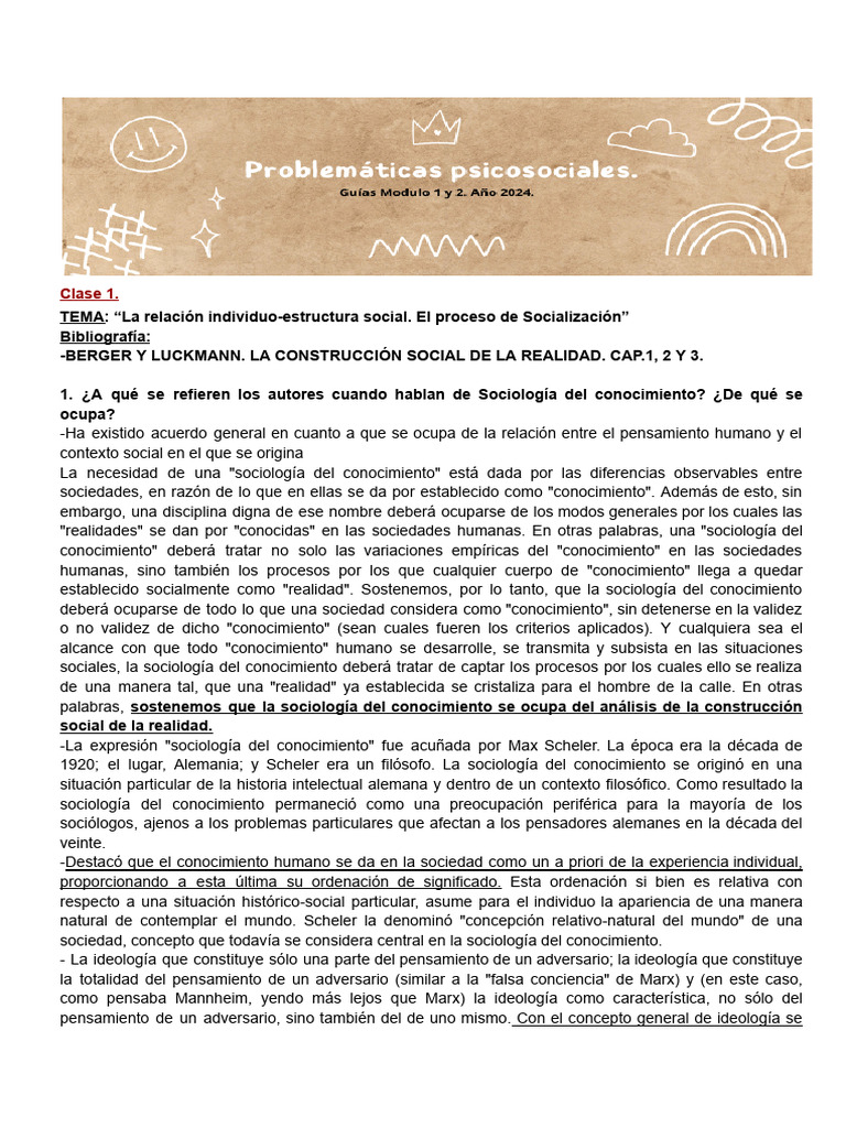 Sociología del Conocimiento y Realidad Social | PDF | Conocimiento ...