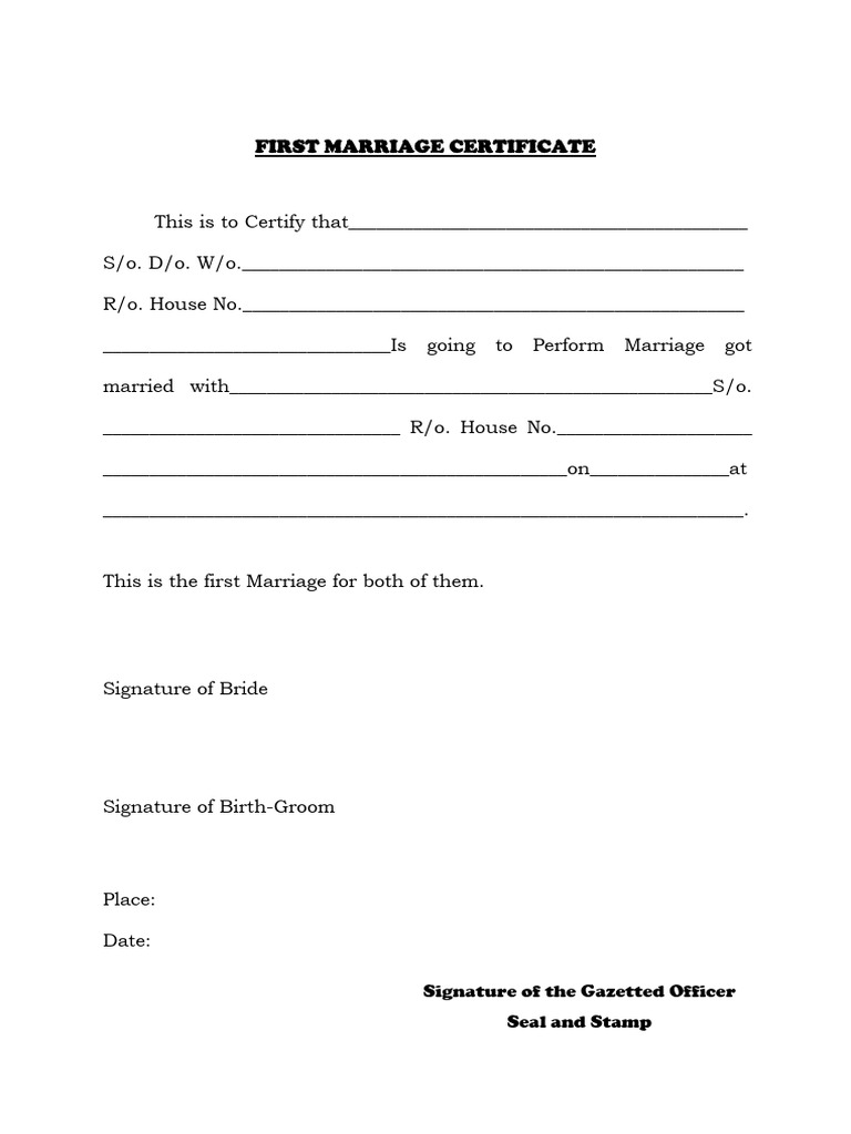 First Marriage Letter | PDF