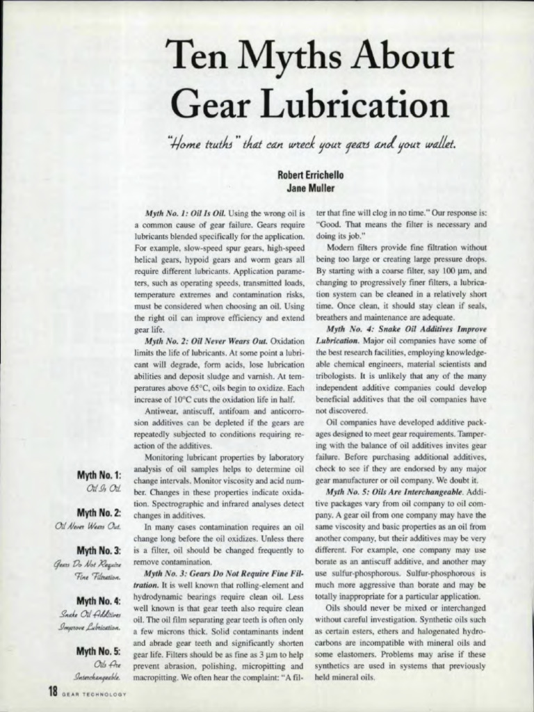 Lubrication of Gear - Errichello | PDF | Lubricant | Wear