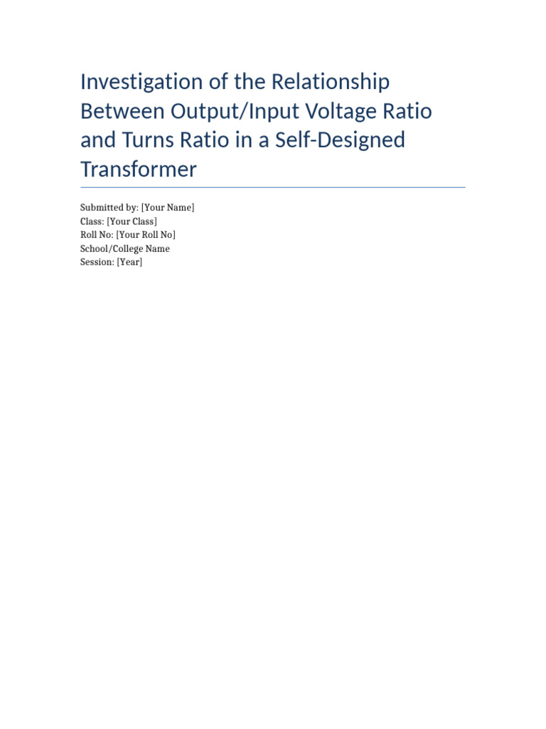 Transformer Project Report | PDF | Transformer | Inductor