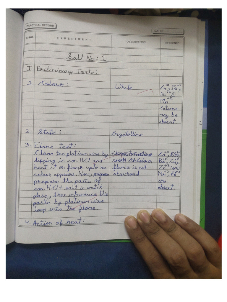 How to Write Salt Analysis in Practical Record | PDF