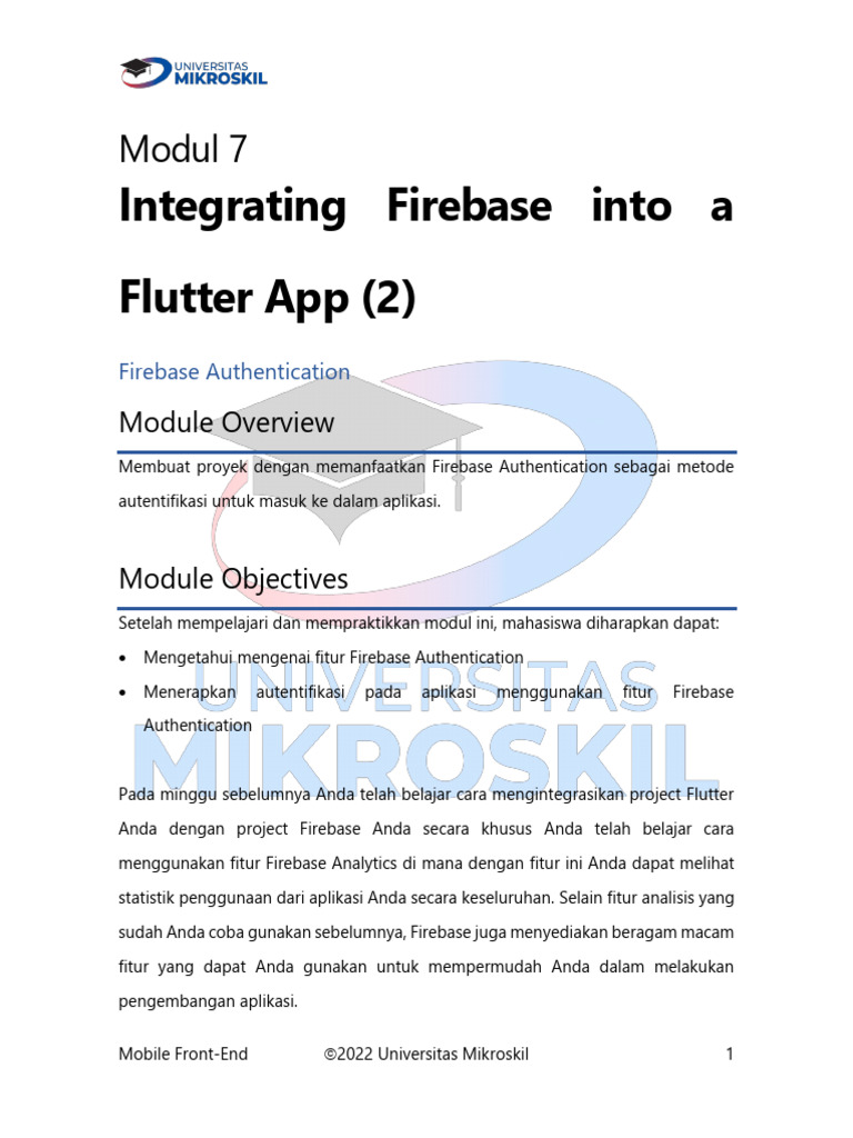 Integrasi Firebase Auth di Flutter | PDF