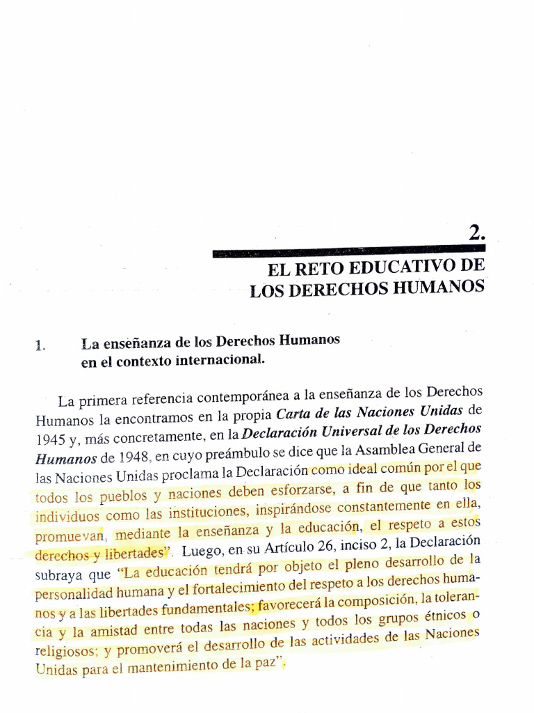 Reto Educativo de Los DDHH | PDF | Derechos humanos | Paz