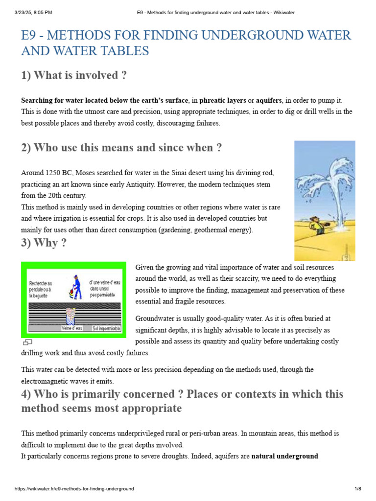 E9 - Methods for Finding Underground Water and Water Tables - Wikiwater ...