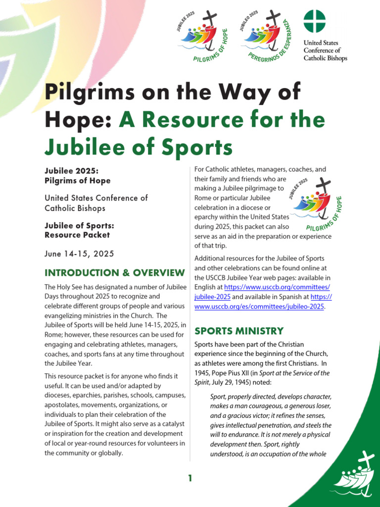 Jubilee Pilgrims On The Way of Hope Sports | PDF | Catholic Church ...