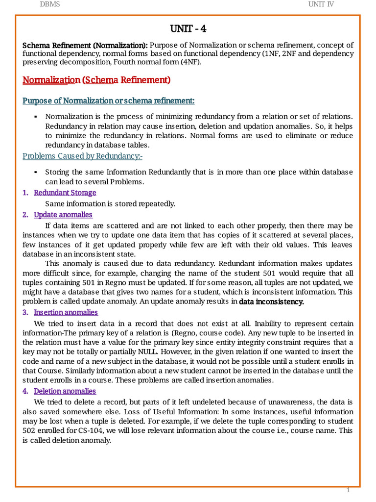 Normalization and Functional Dependency in DBMS | PDF