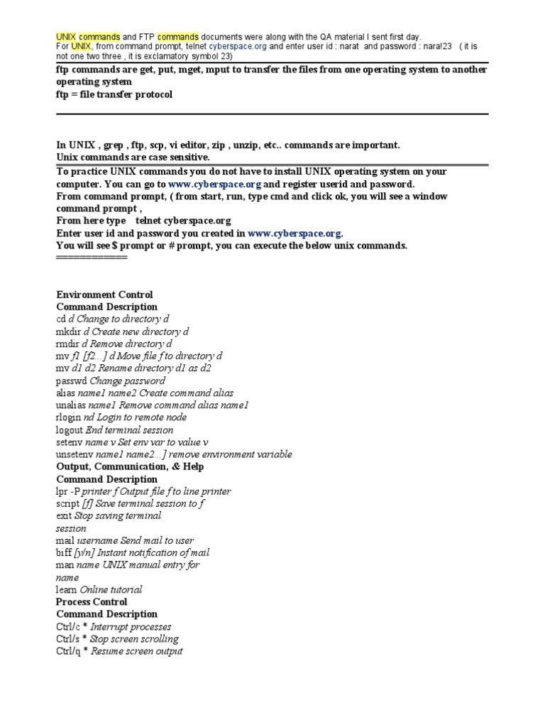 UNIX Commands | PDF | File Transfer Protocol | Zip (File Format)