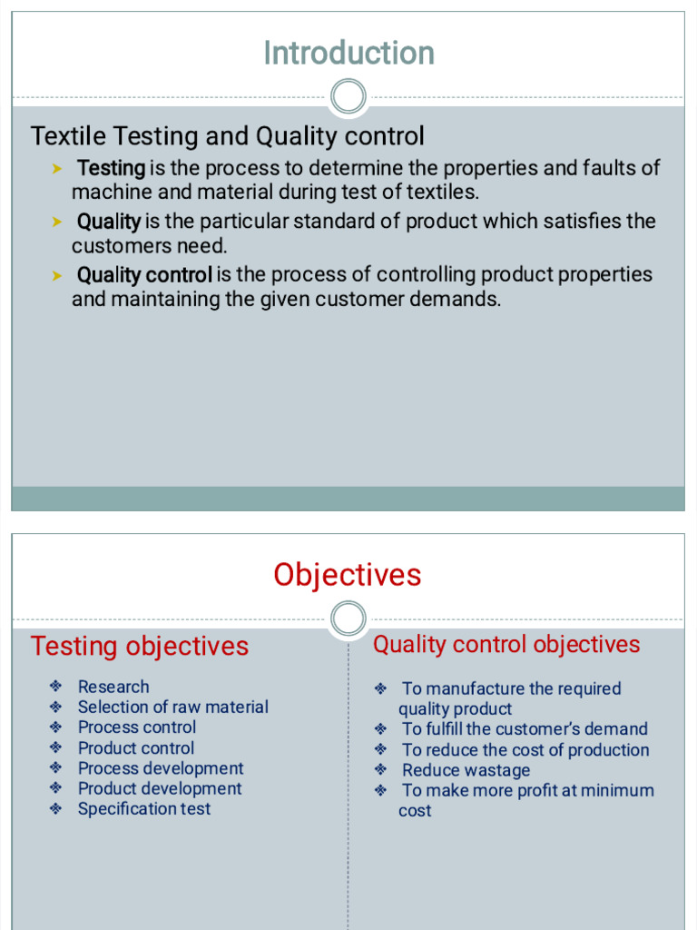Textile Testing and Quality Control Guide | PDF | Textiles | Materials