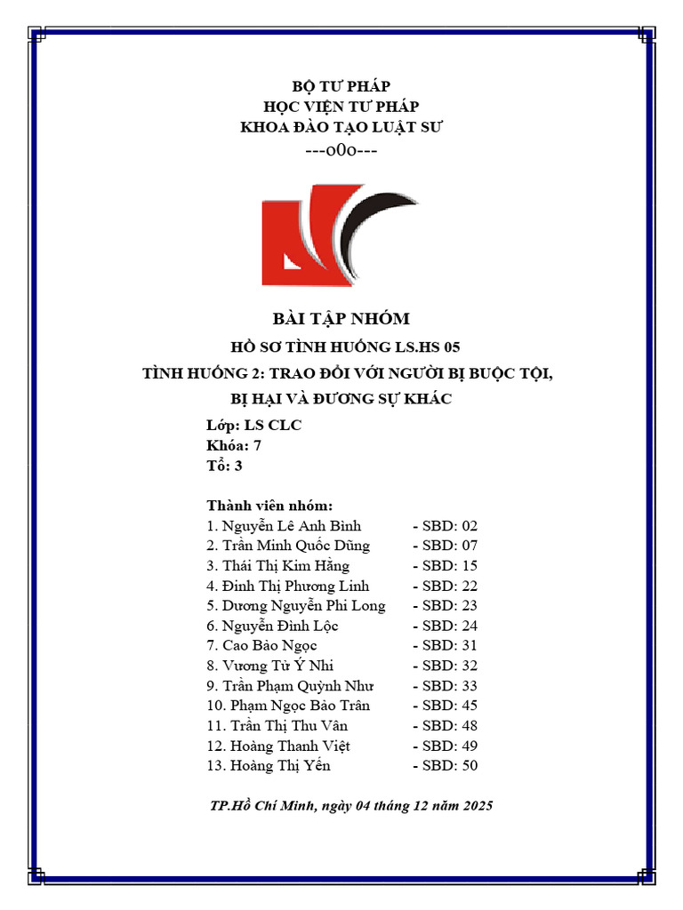 Tổ 3 - LSCLCK7 - Hồ Sơ HS - HS 05 | PDF