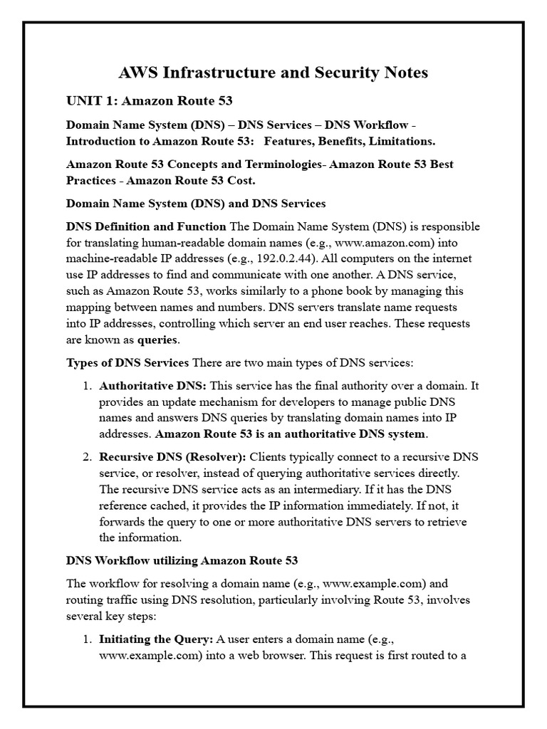 AWS Infrastructure and Security Notes | PDF | Domain Name System ...