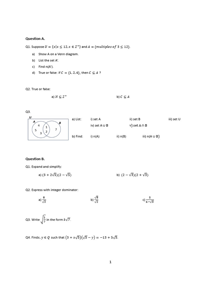 Set Theory and Algebra Exercises | PDF | Mathematics