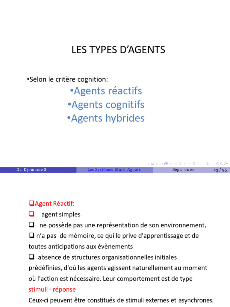 Types d'agents dans les systèmes multi-agents | PDF | Sciences cognitives