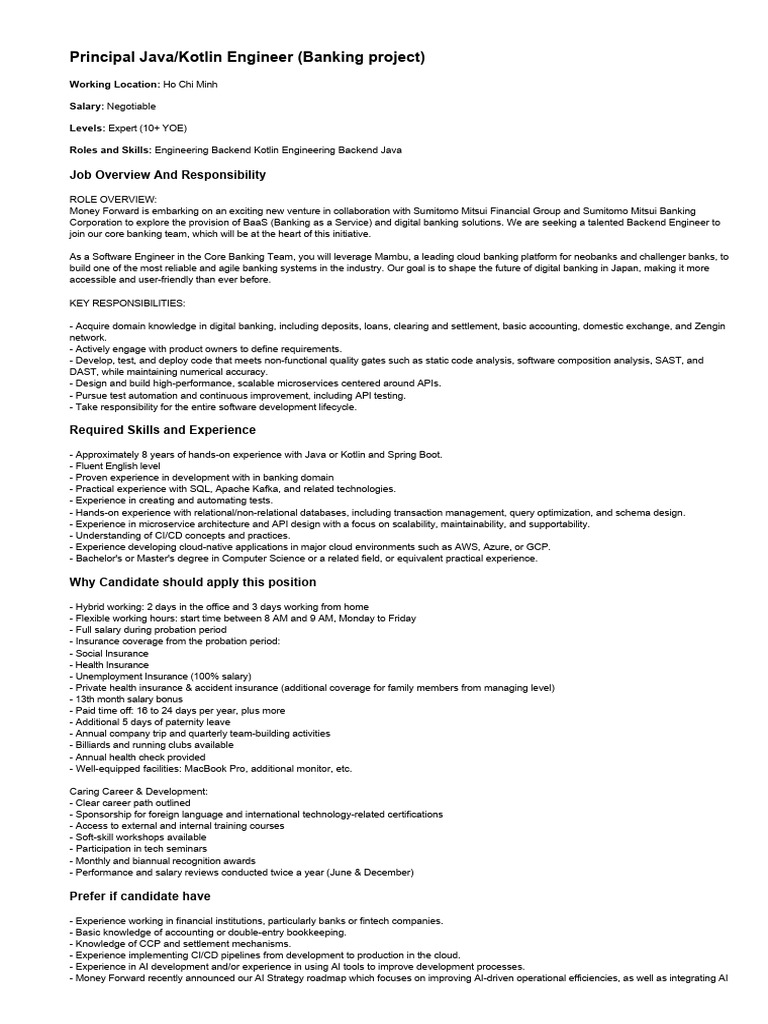 Principal Java/Kotlin Engineer Role | PDF | Banks | Software Engineering