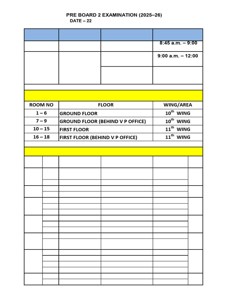 Class X & XII Pre-Board Exam Plan | PDF