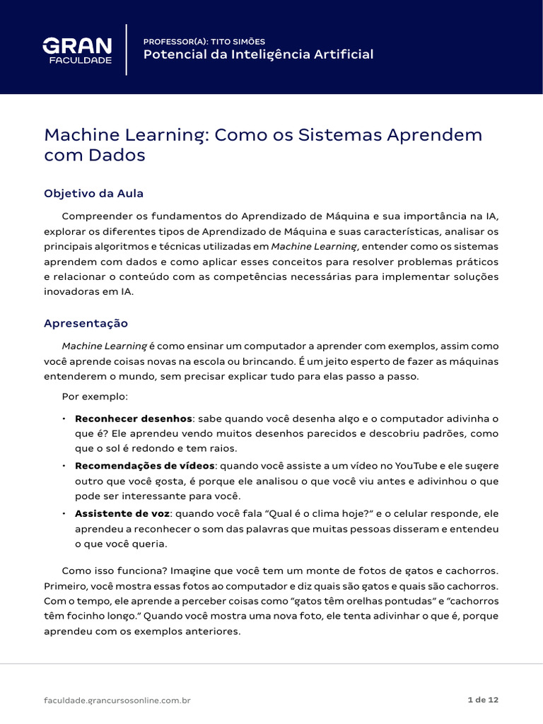 Fundamentos do Machine Learning na IA | PDF | Aprendizado de máquina ...
