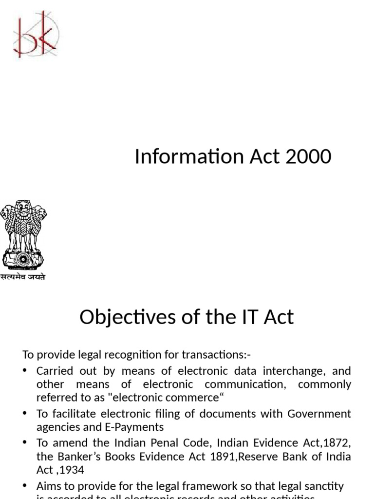 IT Act 2000: Objectives and Definitions | PDF | Computer Data Storage ...