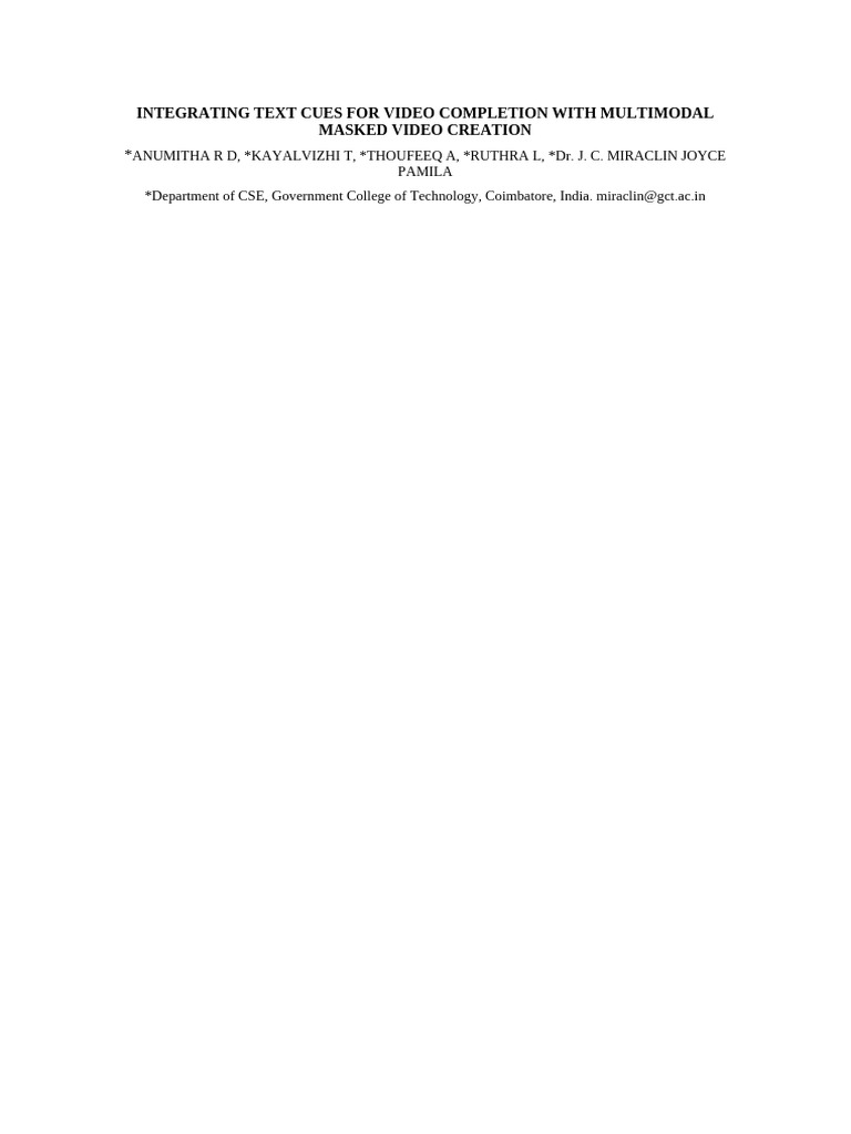 Text-Guided Video Completion Framework | PDF | Video | Simulation