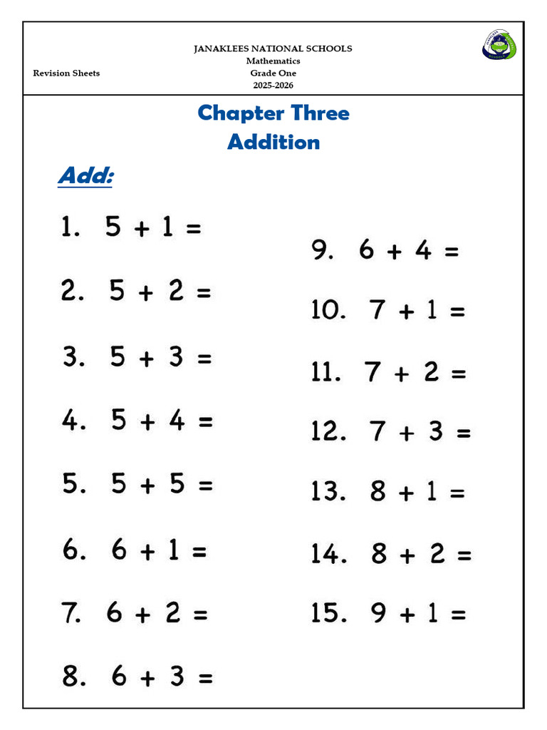 Math Jr -Revision from Ch. 3 to 5 | PDF | Mathematics
